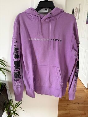 American Eagle Outfitters Lavender Graphic Crewneck Hoodie